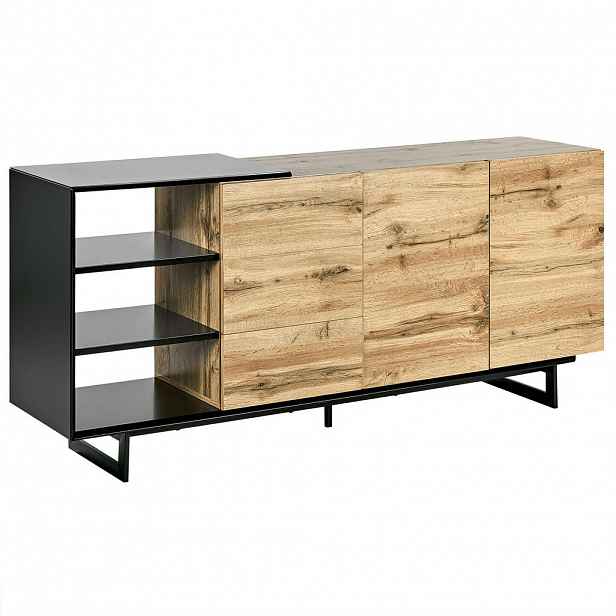 Beliani SIDEBOARD se 2 dveřmi Hnědý/Černý Fiora