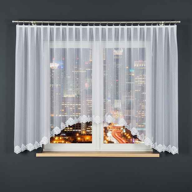 Dekorační krátká vzorovaná záclona na žabky ŽAKLINA 160 bílá 400x160 cm MyBestHome