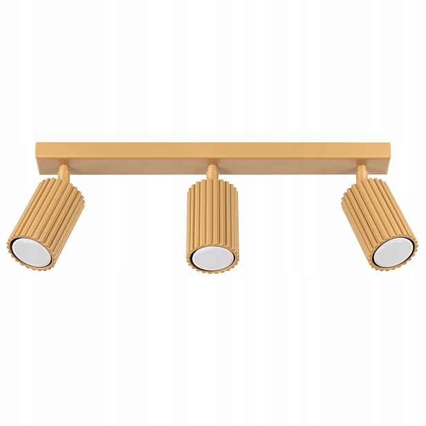Sollux Stropní svítidlo moderní zlatá lišta 45 cm, 3 vroubkované reflektory