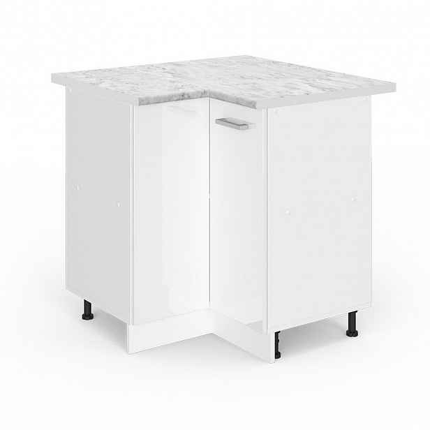 Vicco ROHOVÁ SKŘÍŇKA R-Line Bílá vysoký lesk 75.6 cm s pracovní deskou