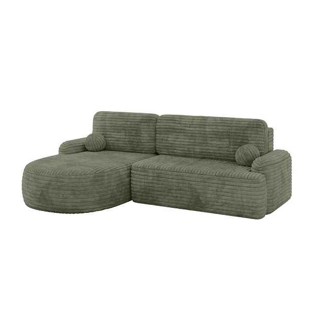 ALTDECOR ROHOVÁ SEDAČKA s funkcí spaní a úložným prostorem LIRA-L - 264x172x89 olivová