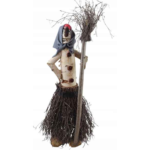 Dřevěná zahradní figurka Baba Jaga Čarodějnice z břízy 70 cm