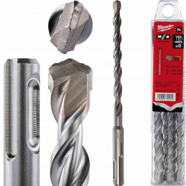 Vrtáky do betonu Sds Plus 8 x 100/160 mm 10 ks Milwaukee M2