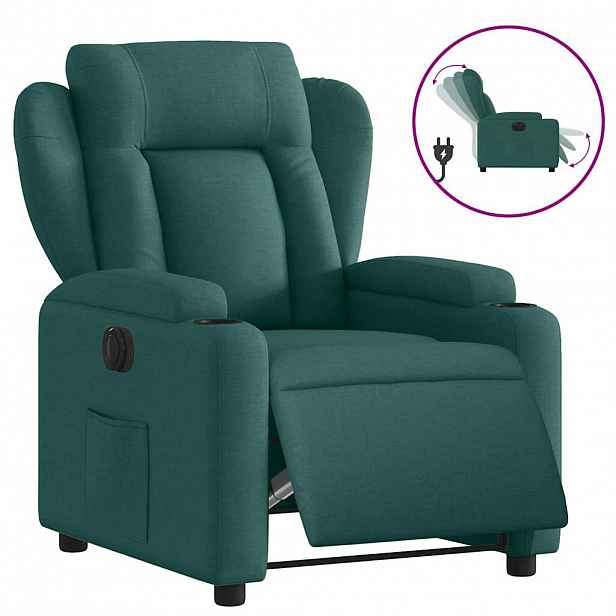 vidaXL Elektrické polohovací křeslo tmavě zelené textil