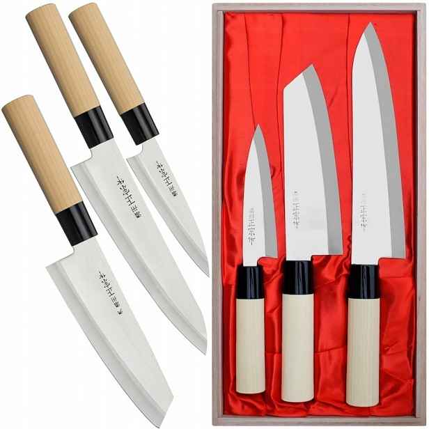 Satake Megumi 420J2 Japonská sada 3 nožů v dřevěné krabičce HG8165W