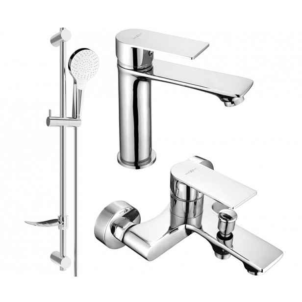 MEXEN - Royo SET umyvadlová + vanová baterie s příslušenstvím DF05, chrom 72203DF05-00