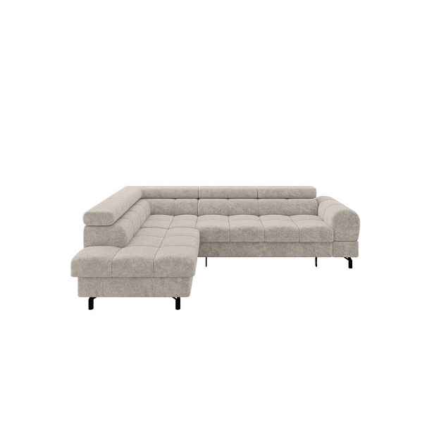 ALTDECOR ROHOVÁ SEDAČKA s funkcí spaní otomana vlevo LUMA-L 272x203x70 béžová velur