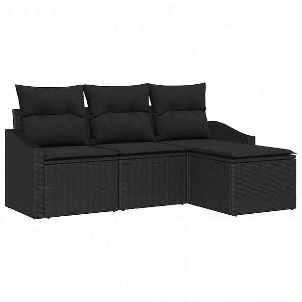 vidaXL Set pohovek 4 ks Černá polyratan