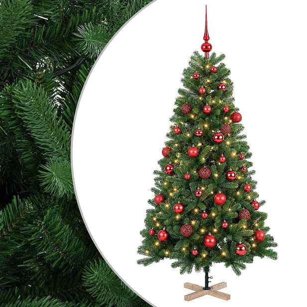 vidaXL Umělý vánoční stromek s vánočními koulemi 150 cm 150 LED
