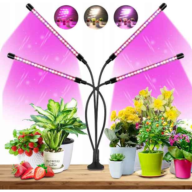Led Lampa Na Rostliny 80 Diod Časovač 4 Ramena