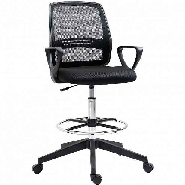 OKWISH KANCELÁŘSKÁ židle 68/66/100-120 cm černá z kovu, plastu a síťoviny s nastavitelnou výškou