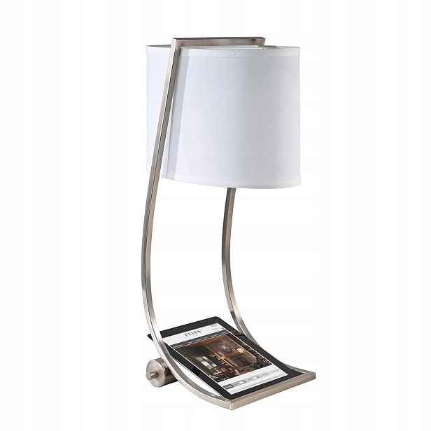 Stolní lampa stříbrná bílá s klasickým stínítkem 62 cm Feiss