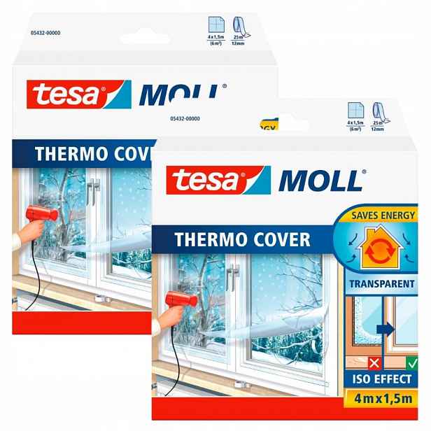 Tesa Průhledná fólie termoizolační na okno, sklo 4 m x 1,5 m x 2 ks