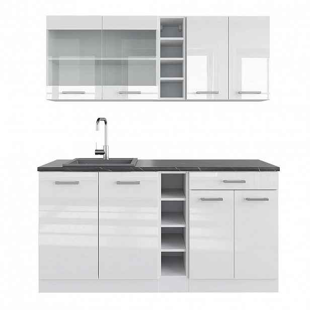 Vicco JEDNOTKOVÁ KUCHYNĚ R-Line Bílá vysoký lesk/bílá 160 cm , PD Antracit