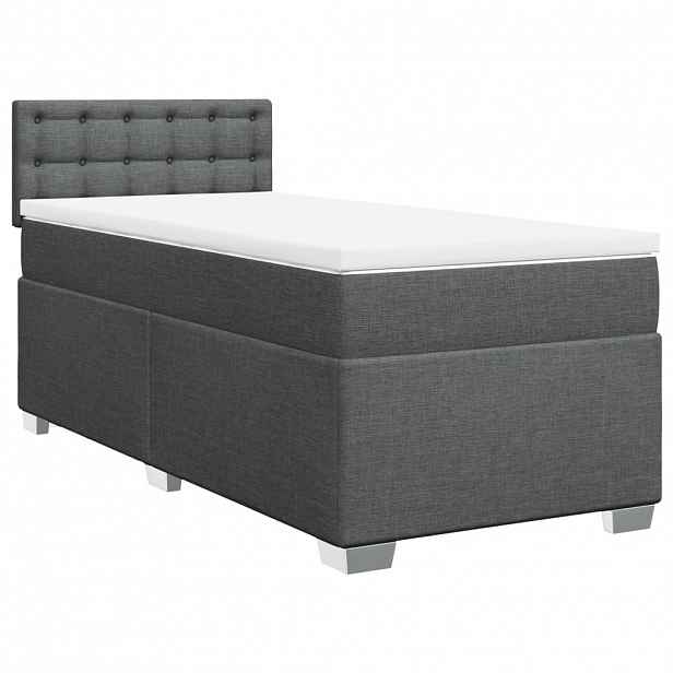 vidaXL Box spring postel s matrací tmavě šedá 80 x 200 cm textil