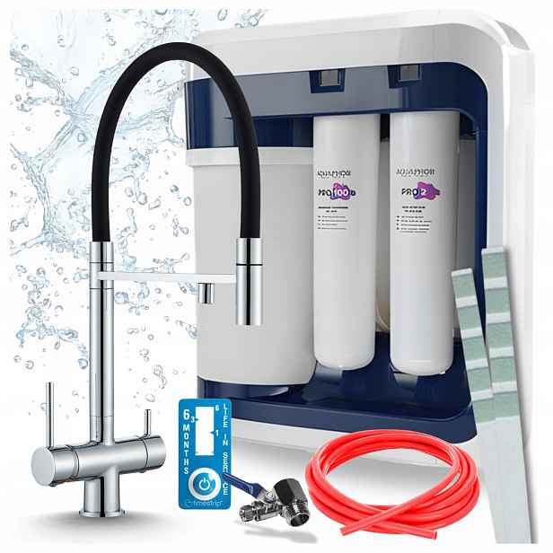 Kuchyňská Baterie Pružná, Chromovaná A Filtr Aquaphor RO202S Pro Reverzní Osmózu