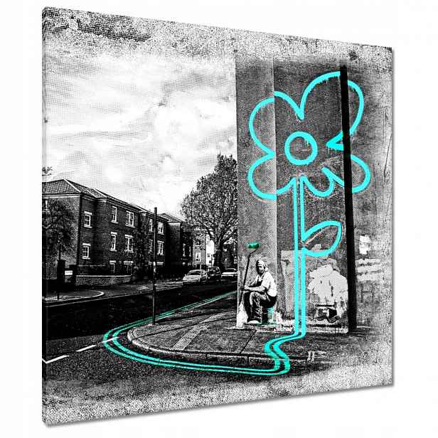 Obrazy 80x80 Banksy Tyrkysová květina