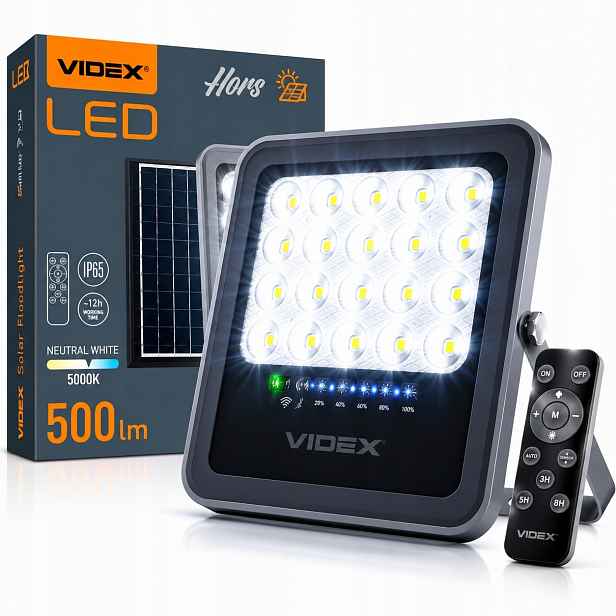 Solární Led lampa s dálkovým ovládáním 6W 500lm 5000K 90° IP65 IK07 Šedá