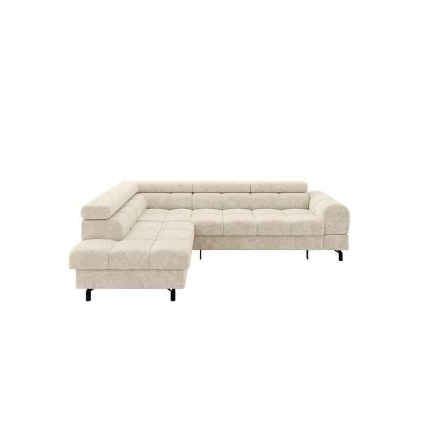 ALTDECOR ROHOVÁ SEDAČKA s funkcí spaní otomana vlevo LUMA-L 272x203x70 krémová velur