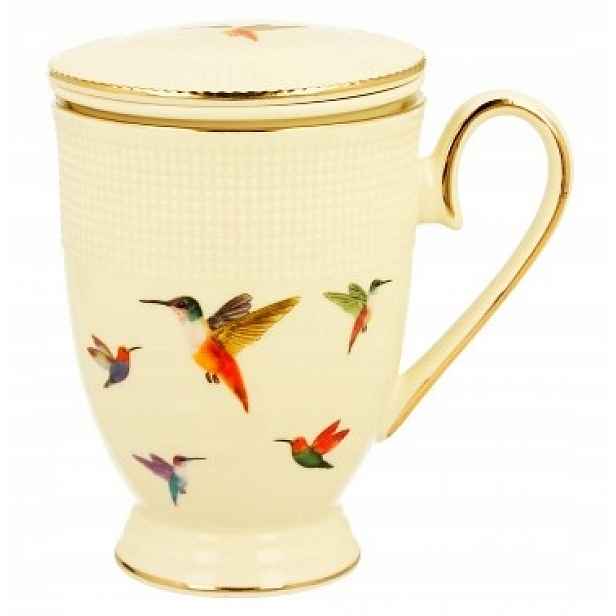 Hrnek Kolibříci Na Stopce s porcelánovou konvicí Ecru 400 ml