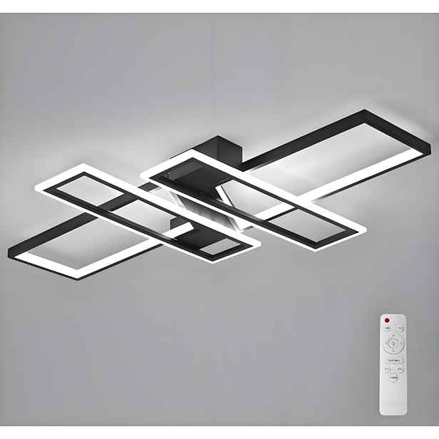 Stropní Led lampa závěsná černá čtvercová stmívatelná dálkové ovládání do obývacího pokoje 45W