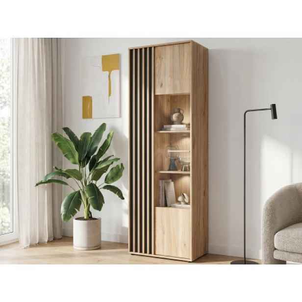 Vitrína Arank 63 cm, dub mauvella/černá