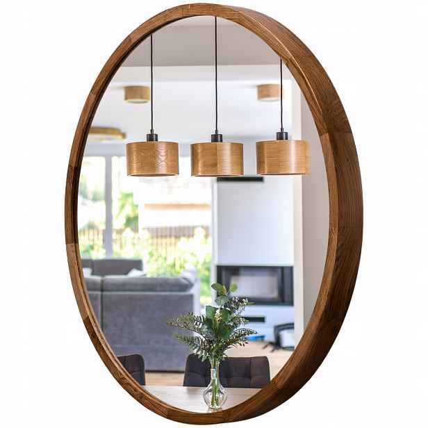 Zrcadlo kulaté 60 cm Leja nástěnné fi575 Tmavý Dub, Módní dřevo