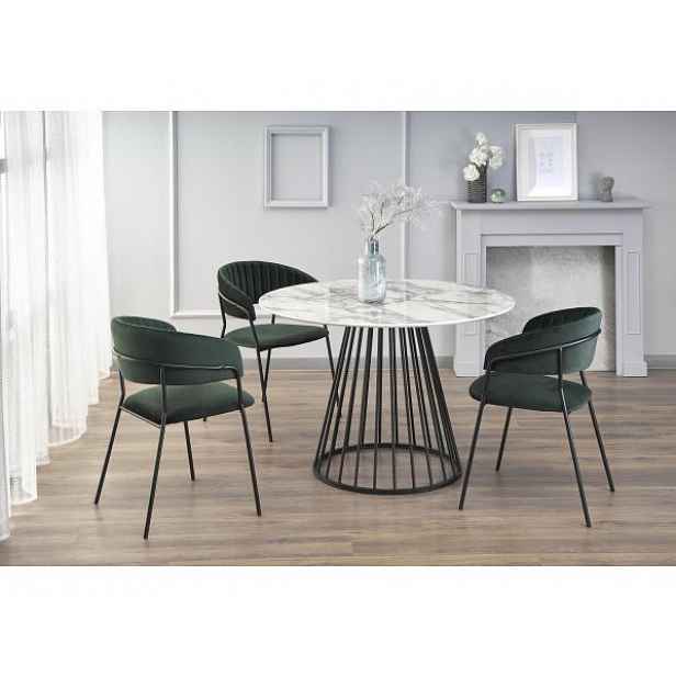 Jídelní stůl BRODWAY bílý mramor / černá Halmar, 110 cm