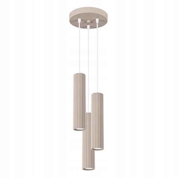 Sollux Závěsná lampa kulatá Ø20 cm 3 vroubkované tuby taupe 3xGU10 10W Karbon