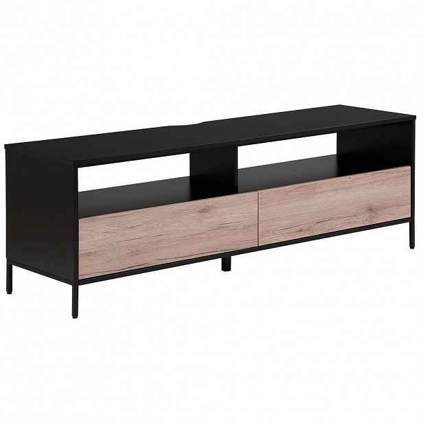 Beliani TV STOLEK Černý, Světle hnědý SYDNEY 42/150/52 cm