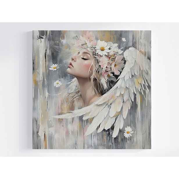 Obraz Na Plátně Canvas Anděl Žena Křídla Květiny Portrét 50x50