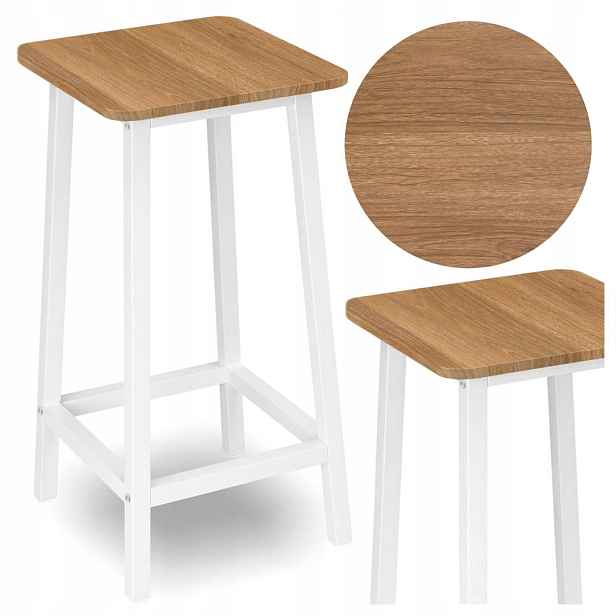 Barová židle kovová Kent Bílá Modern Oak