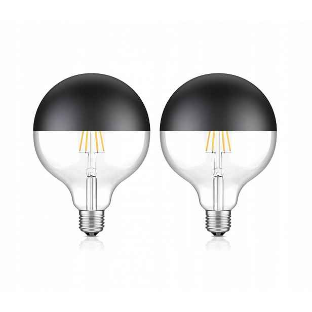 Led žárovka černá matná se zrcadlem G95 E27 2700K Edison, sada 2 kusů