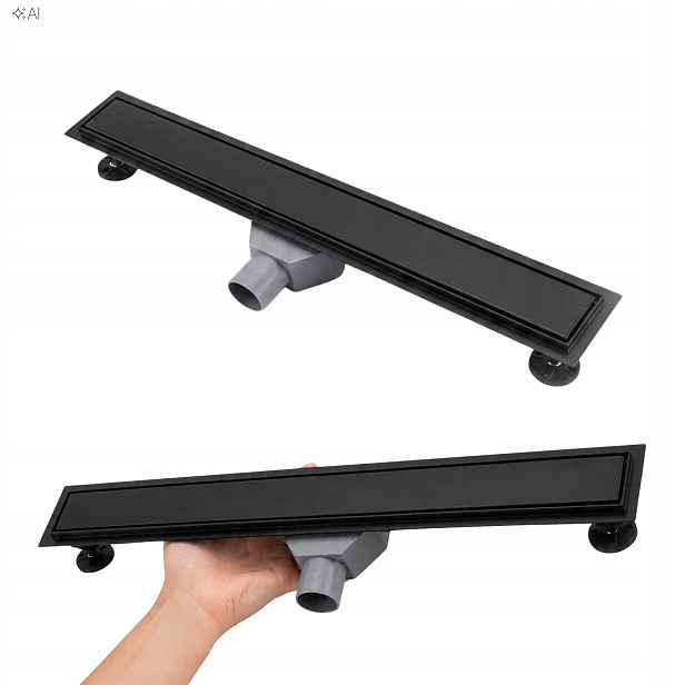Lineární sprchový odtok černý mat nerezová ocel Aisi 700x70 mm Helmken