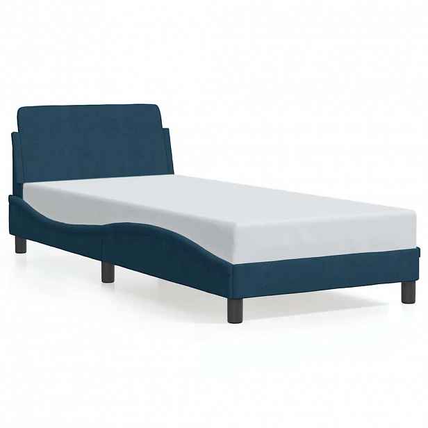 vidaXL Rám postele s čelem Dover modrý 90 x 200 cm samet