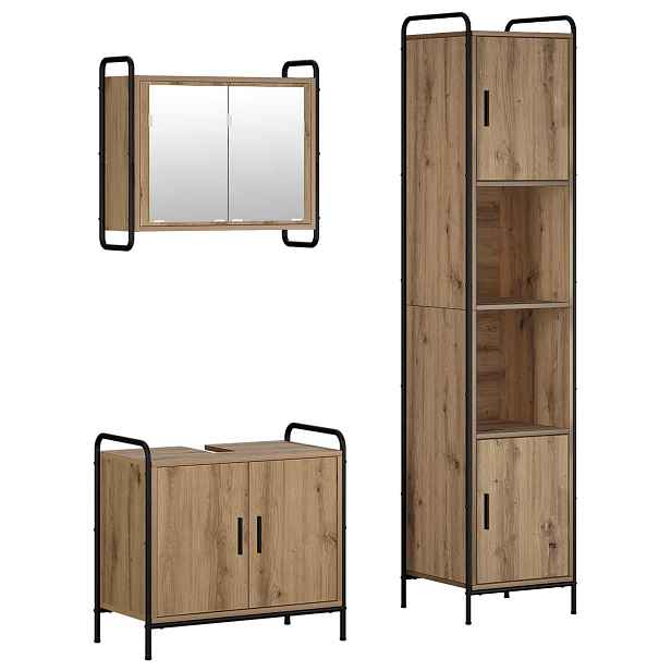 vidaXL Sada koupelnových skříněk 3 ks Dub artisan 40 x 36 x 181 cm