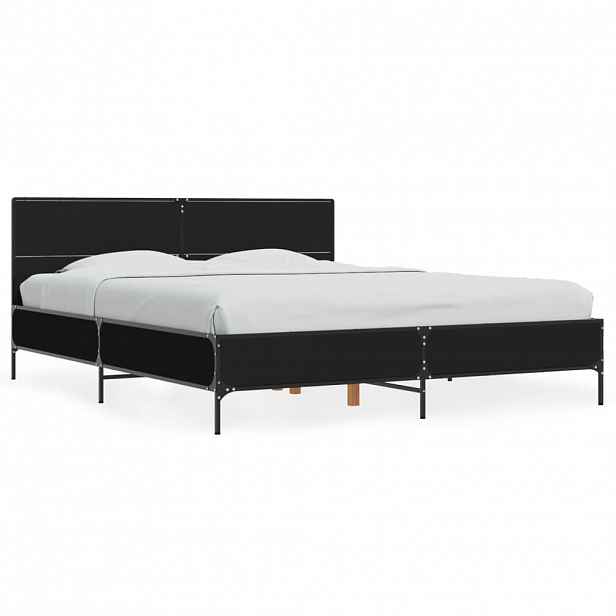 vidaXL Rám postele černý 150 x 200 cm kompozitní dřevo a kov