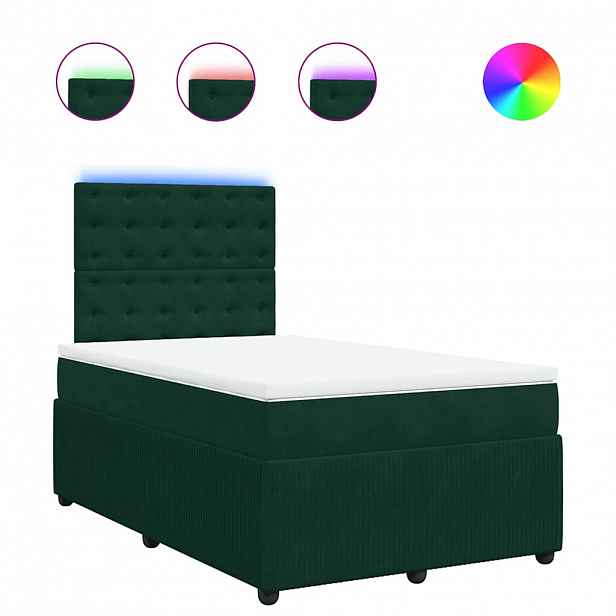vidaXL Box spring postel s matrací tmavě zelená 120 x 200 cm samet