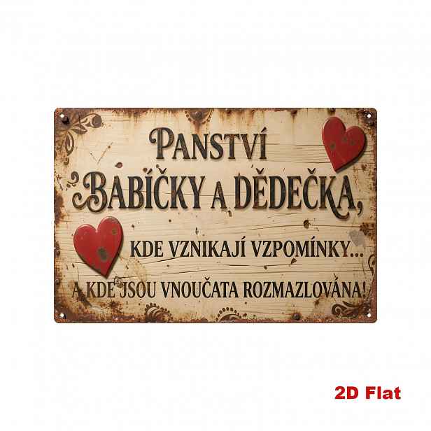 TEMU 2D plochá 1ks vintage česká kovová cedule, 20X30 cm železná cedule, útulný domov pro prarodiče, místo narození vzpomínek, místo, kde vnoučata