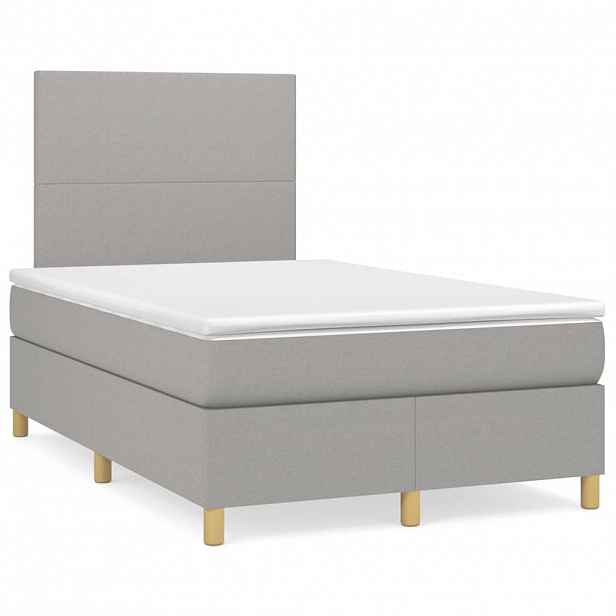 vidaXL Box spring postel s matrací světle šedá 120 x 200 cm textil