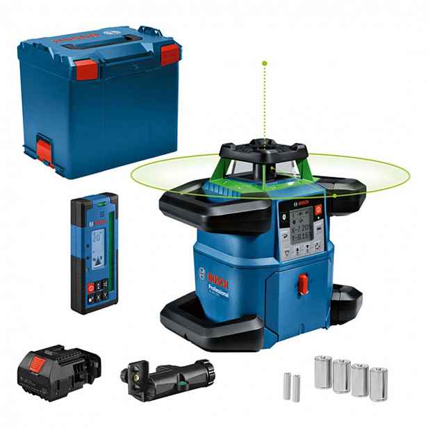 Bosch - Rotační laser, dosah 650 m, s přijímačem a příslušenstvím, baterie 0601061V01