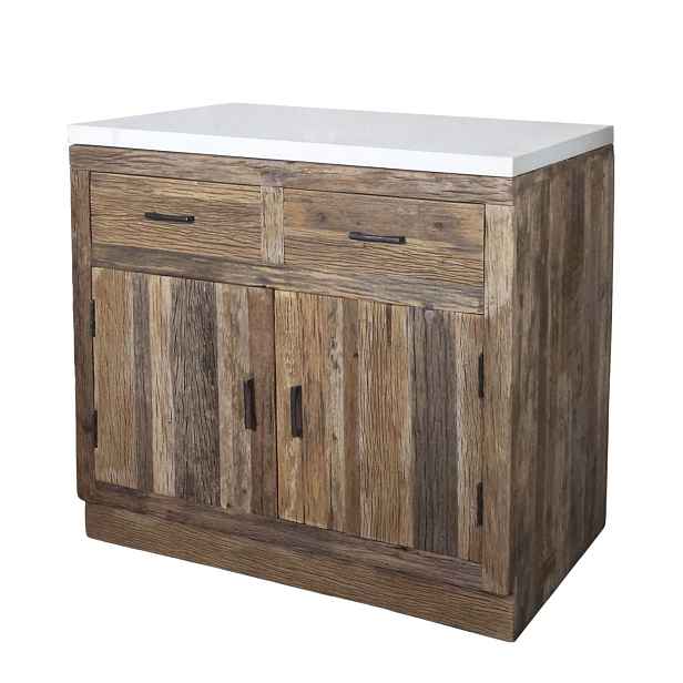 Hnědá antik komoda s mramorovou deskou Grimaud Kitchen – 95*60*97 cm Chic Antique