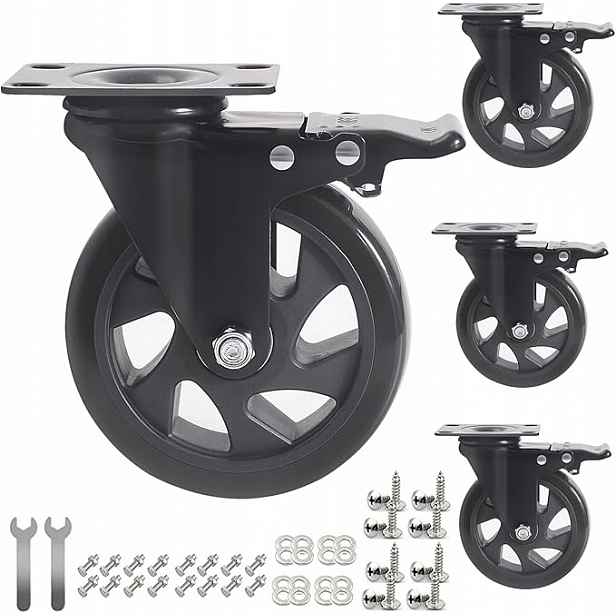 Otočná kolečka Rriuto 4 s brzdou, transportní kolečka 125 mm 800 kg