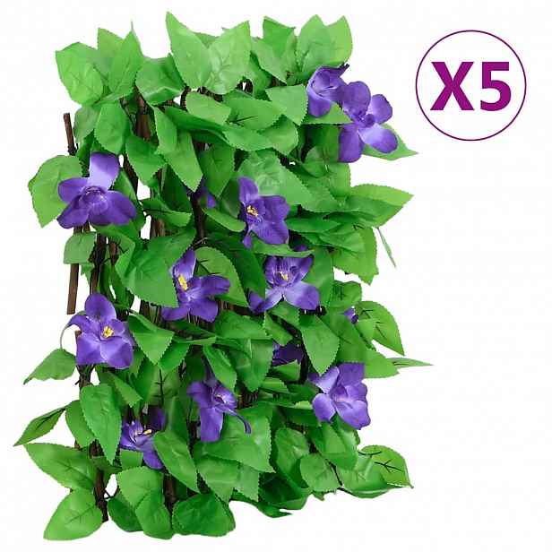 vidaXL Treláže s umělým břečťanem roztahovací 5 ks zelené 180 x 30 cm