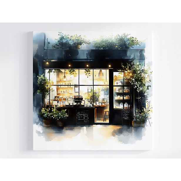 Obraz Na Plátně Canvas Město Kavárna Obchod Kafejka Cafe Vitrína 50x50