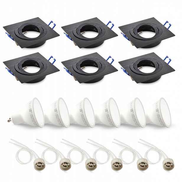 Sada 6x pohyblivé halogenové svítidlo LUMO9 Led GU10 5W studená bílá