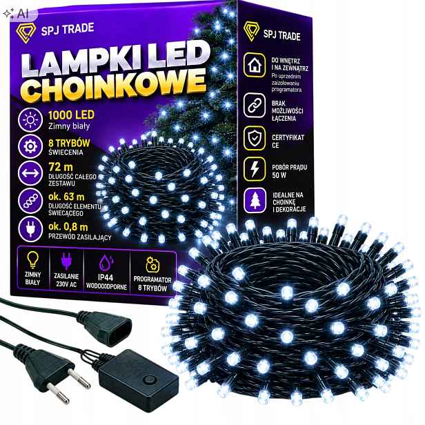 Vánoční Osvětlení Na Stromeček Venkovní 1000 Led Studená Bílá Vánoční 73 M Vnitřní