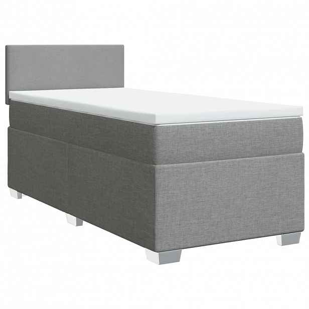 vidaXL Box spring postel s matrací světle šedá 90x190 cm textil
