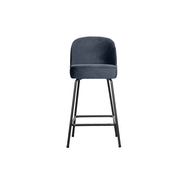 Modrá sametová barová židle (výška sedáku 64 cm) Vogue – WOOOD