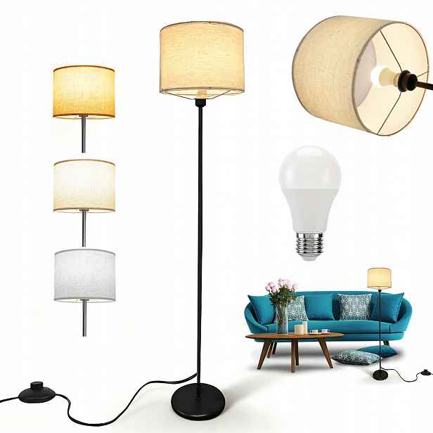 Stojací Lampa Podlahová Nastavitelná 156 CM Moderní S Led Vypínačem Na E27